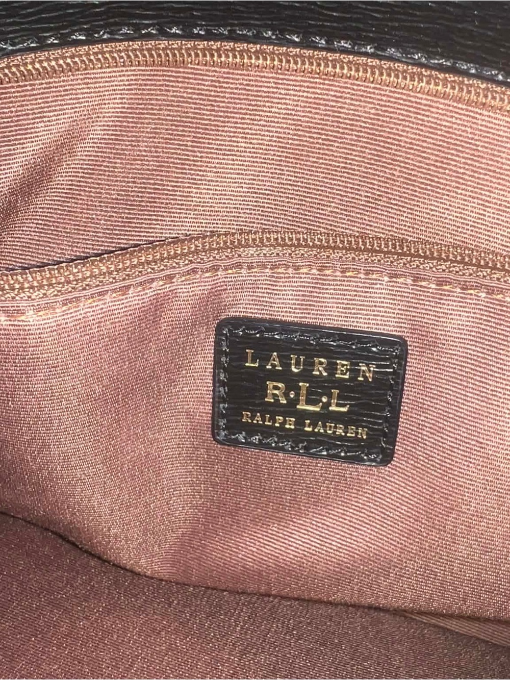 Ralph Lauren Black Leather Satchel with Gold Logo Tag Accent - Picture 7 of 13